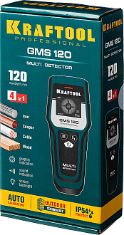 Детектор универсальный KRAFTOOL GMS 120 45298 черный металл 120 мм, цветной металл 80 мм, проводка 50 мм, дерево 20 мм - фото 10