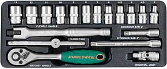 Набор головок торцевых 1/4"DR, 4-13 мм, 18 предметов, Jonnesway - фото 1