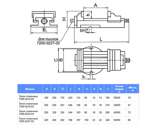 Фото 1 товара Тиски станочные чугунные неповоротные 7200-0224-03 БЗСП