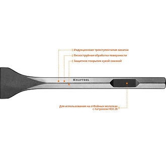 Лопаточное зубило KRAFTOOL 29341-75-400 75 х 400 мм, HEX 28 - фото 2
