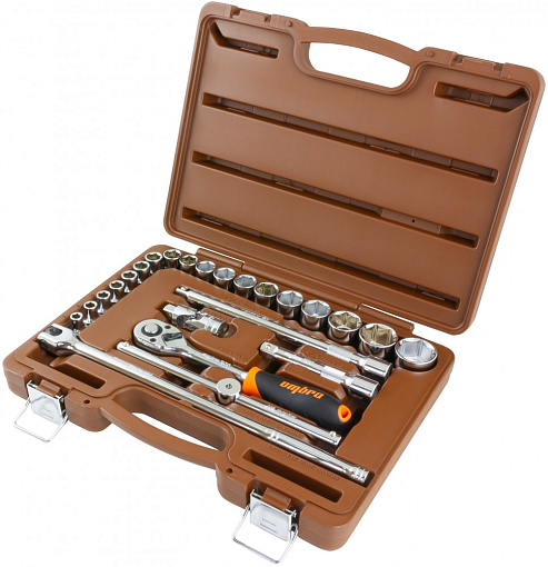 Фото 1 товара Набор головок торцевых с аксессуарами 1/2"DR, 8-32 мм, 24 предмета, Ombra