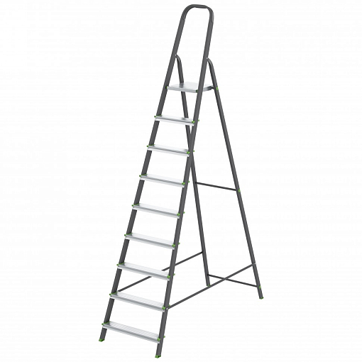 Фото 0 товара Стремянка, 9 ступеней, стальной профиль, алюминиевые ступени Россия Сибртех