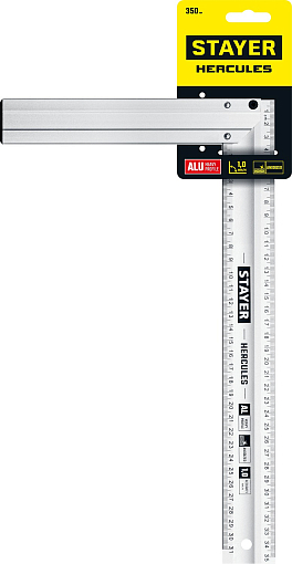 Фото 6 товара Угольник STAYER HERCULES 3432-35 Professional 350 х 2 мм, с усиленным алюминиевым полотном, жесткий столярный
