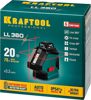 Лазерный нивелир KRAFTOOL LL360 34645 Professional линейный - фото 5