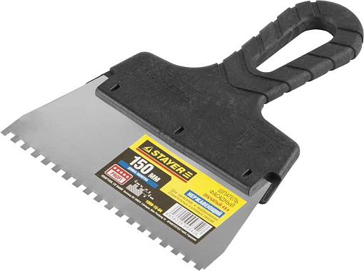 Фото 0 товара Шпатель зубчатый STAYER 150 мм, нержавеющая полотно, пластмассовая рукоятка, 1009-15-04