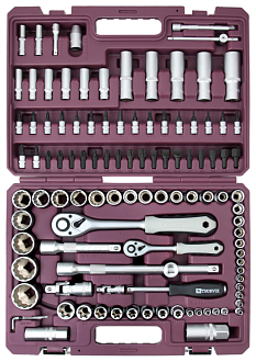Набор инструмента универсальный 1/4", 1/2"DR с головками торцевыми 12-гранными, 108 предметов, THORVIK - фото 1