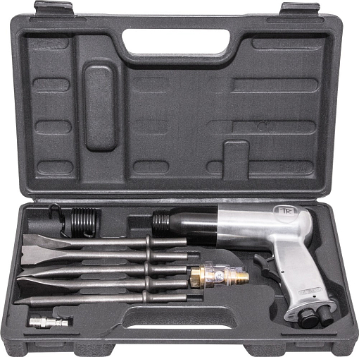 Фото 1 товара Молоток пневматический 190 мм в наборе с насадками, 9 предметов, THORVIK