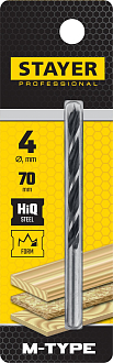 Спиральное сверло по дереву "M-type" STAYER d=4 х 70/40 мм, М-образная заточка, сталь HCS, 2942-070-04_z02 - фото 2