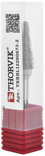 Фото 4 товара Борфреза твердосплавная коническая с радиусным торцом, тип L, 8 мм, двойная насечка, в боксе, THORVIK