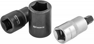 Набор головок торцевых и насадки со вставкой-битой с пятигранным профилем для обслуживания тормозных механизмов 1/2"DR, 3 предмета, THORVIK - фото 2