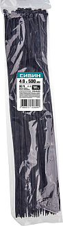 Хомуты нейлоновые черные СИБИН 500х4.8 мм, 100 шт, 3788-48-500 - фото 2