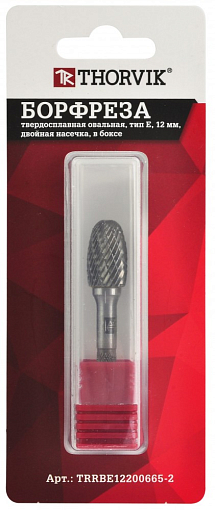 Фото 5 товара Борфреза твердосплавная овальная, тип E, 6 мм, двойная насечка, в боксе, THORVIK