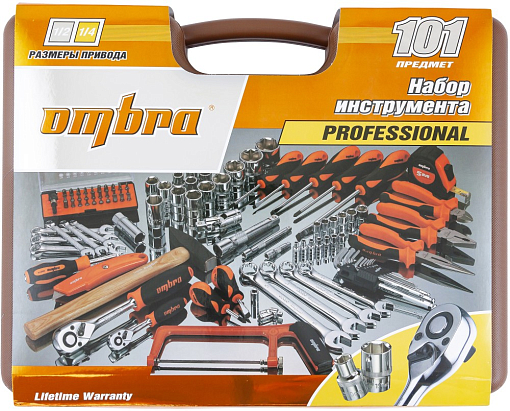 Фото 2 товара Набор инструмента универсальный 1/4", 1/2"DR, 101 предмет, Ombra
