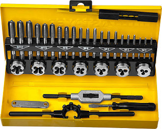 Набор метчиков и плашек MaxCut STAYER 32 предмета, легированная сталь, Master - фото 1