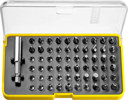 Фото 0 товара Набор бит с магнитным адаптером STAYER 61 предмет, 26084-H61