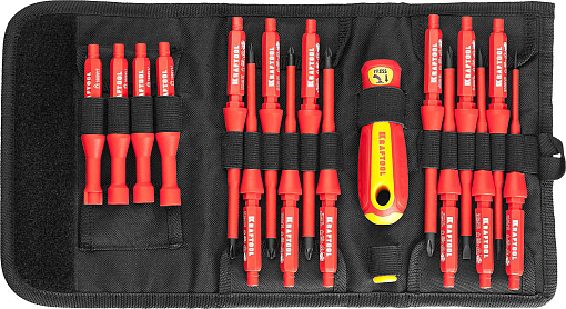 Фото 1 товара Набор диэлектрических отверток с переставными стержнями Х-Drive Electro 18 шт., Kraftool