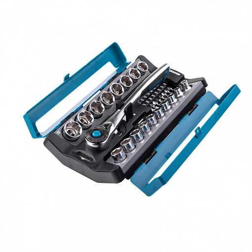 Фото 3 товара Набор торцевых головок, трещотка 120 зубьев, 36 пред., 1/2", 3/8”, CrV Gross