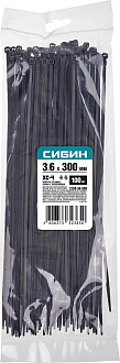 Хомуты нейлоновые черные СИБИН 300х3.6 мм, 100 шт, 3788-36-300 - фото 2