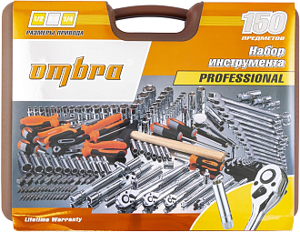 Набор инструмента универсальный 1/4", 3/8" и 1/2"DR, 150 предметов, Ombra - фото 3