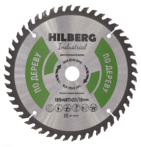 Фото 0 товара Диск пильный Hilberg Industrial Дерево 185*20/16*48Т