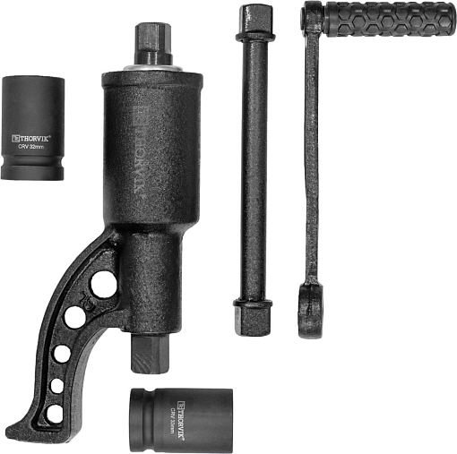 Фото 2 товара Гайковерт ручной механический 1"DR, 3800 Нм и головки торцевые 1"DR 32 мм, 33 мм, THORVIK