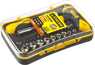 Отвертка реверсивная в наборе с битами и торцевыми головками Hercules STAYER 43 шт., 25084-H43 - фото 9