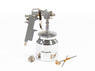 Краскораспылитель пневм. с нижним бачком V 0,75 л, сопло D 1.2, 1.5 и 1.8 мм Matrix - фото 1