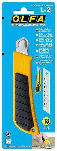 Фото 4 товара OLFA 18 мм, сегментированное лезвие, трещеточный фиксатор, Нож для жестких материалов OL-L-2