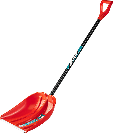 Фото 1 товара Лопата снеговая СИБИН 421845 410x415 мм, пластиковая, алюминиевый черенок, оранжевая