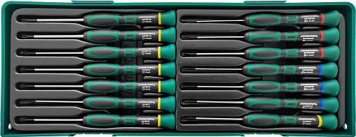 Фото 2 товара Набор отверток для точной механики в ложементе, L-65 мм, 14 предметов, Jonnesway