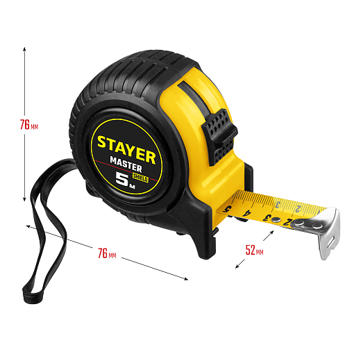 Фото 3 товара Рулетка STAYER 5 м х 25 мм, ударостойкий, обрезиненный корпус,34025-05-25