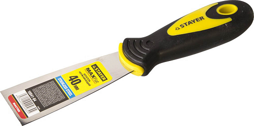 Фото 1 товара Шпатель STAYER 40 мм, нержавеющее полотно, двухкомпонентная рукоятка, 10041-04