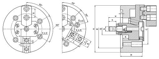Фото 1 товара Патрон токарный 3-х кулачковый клиновой механизированный ПКМ-150 БЗСП