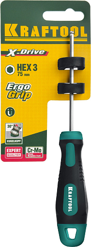 Фото 3 товара Отвертка HEX Ball 3х75мм, слесарная, Kraftool