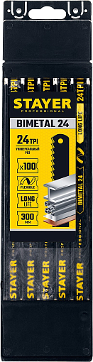 Фото 3 товара Полотно для ножовки по металлу Bimetal-24STAYER 24 TPI, 300 мм, 100 шт., 15932-24 Professional