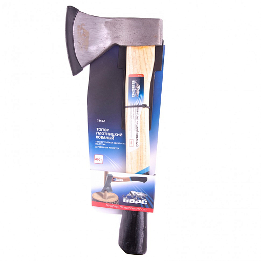 Фото 4 товара Топор плотницкий, кованый, деревянная рукоятка, 600 г, пескоструйное покрытие полотна Барс