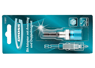 Адаптер для бит с ограничителем и двойным магн., 1/4 Gross - фото 4