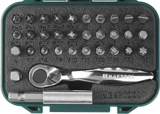 Набор битов с мини-трещоткой KRAFTOOL, 26157-H33 Профессионал 33 шт., Cr-V - фото 1