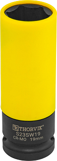 Головка торцевая ударная удлиненная тонкостенная 1/2"DR для легкосплавных колесных дисков, 19мм, THORVIK - фото 1