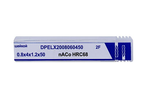 Фото 1 товара Фреза с шейкой 0,8х4х1,2х50 z=2 nACo HRC68 Qtool