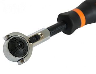 Рукоятка трещоточная 1/4"DR, с шарнирной головкой, 100 зубцов, 180 мм, Ombra - фото 3