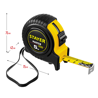 Рулетка STAYER 5 м х 19 мм, ударостойкий, обрезиненный корпус, 34025-05_z01 Master - фото 4