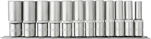 Фото 0 товара Набор головок торцевых глубоких 12-гранных 1/2"DR на держателе, 10-24 мм, 12 предметов, THORVIK