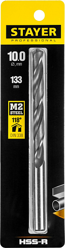 Фото 1 товара Сверло спиральное по металлу STAYER 10 х 133 мм, 29602-10 Professional