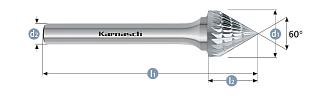 Борфреза коническая тип J KSJ 12х6 dхв=6 Lобщ=60 Karnash арт. 11.3101-020 - фото 1