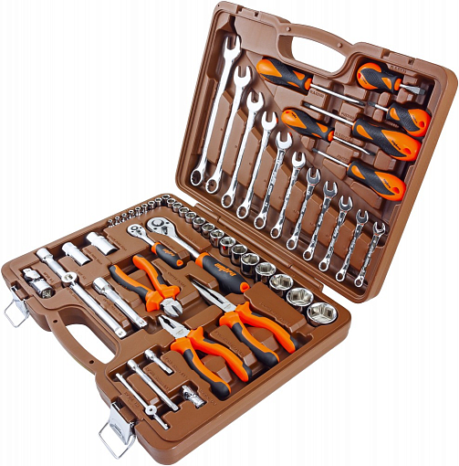 Фото 1 товара Набор инструмента универсальный 1/4", 1/2"DR, 55 предметов, Ombra