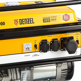 Генератор бензиновый GE 6900, 5.5 кВт, 220 В/50 Гц, 25 л, ручной старт Denzel - фото 2