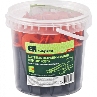 Система выравнивания плитки (СВП), комплект: зажимы, клинья (50/50 шт) Сибртех - фото 2