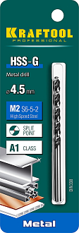 Сверло по металлу 29651-4.5 Pro KRAFTOOL 4.5 х 80 мм, HSS-G, сталь М2 (S6-5-2), класс A - фото 3