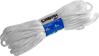 Шнур хозяйственный полиэфирный СИБИН 25 м, 6 мм, 50266 - фото 1